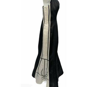 Pinky & Me Black and White Colorblocked Spaghetti Strap Gown Size 2P